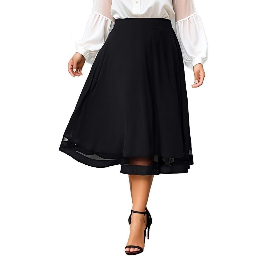 Classic Black A-Line Midi Skirt - Elegant Everyday